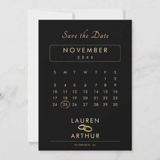 Zwart Modern Chique Minimale Foto Bruiloft Save The Date (Voorkant)