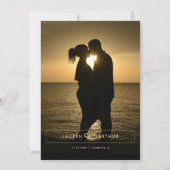Zwart Modern Chique Minimale Foto Bruiloft Save The Date (Achterkant)