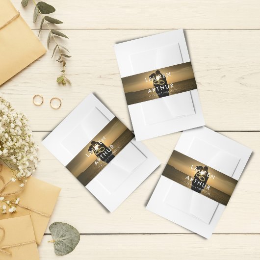 Zwart Modern Chique Ultra Minimale Foto Bruiloft Uitnodigingen Wikkel