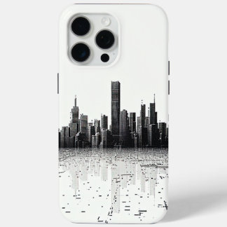 Zwart Modern Cityscape Stedelijke Architectuur iPhone 15 Pro Max Hoesje