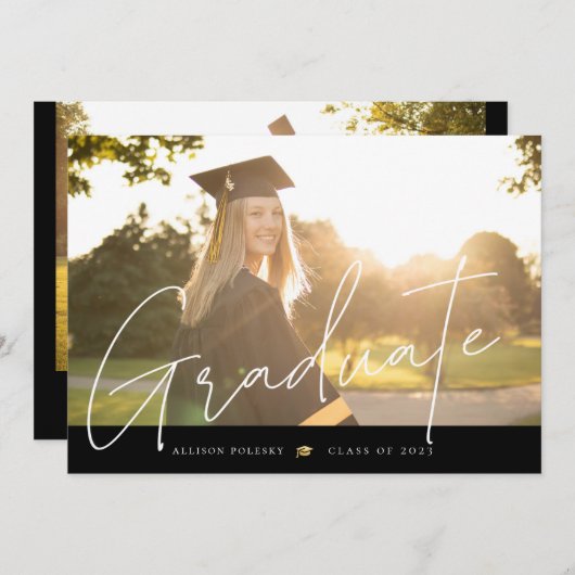 Zwart Modern Class van 2024 Afstuderen Aankondiging (Voorkant / Achterkant)