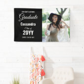 Zwart Modern Classic Foto Afstuderen Spandoek (Insitu)