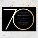 Zwart Modern Custom Minimalist 70th Birthday Gold Folie Uitnodiging<br><div class="desc">Gold Black 70th Birthday Modern Custom Minimalist Folie Invitation. Minimalistisch ontwerp voor verjaardagsuitnodigingen, eenvoudig maar stijlvol en elegant met echte gouden folie. Geweldig voor een zwart en gouden feest! Dit is een aanpasbare sjabloon, als u wat hulp nodig hebt die het aanpast contacteert eenvoudig de ontwerper door op de "knoop...</div>