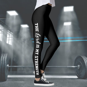 Zwart Modern De Heere is Mijn Kracht Psalm 28:7 Leggings
