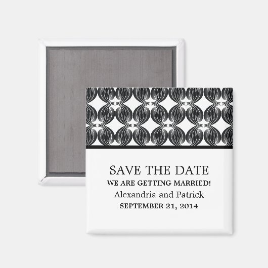 Zwart modern deco Opslaan Datum magneet (Voorkant / Achterkant)