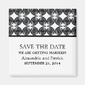 Zwart modern deco Opslaan Datum magneet (Voorkant)