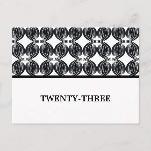 Zwart modern deco-tabelnummer Briefkaart (Voorkant)