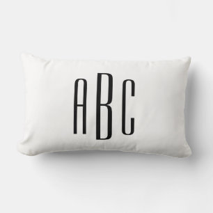 Zwart Modern Drie Letter Monogram Kussen