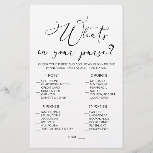 Zwart Modern Eenvoudig Bruid Spel Whats In Uw Port Flyer (Voorkant)