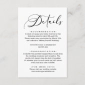 Zwart Modern Eenvoudig Bruiloft Details Behuizing  Informatiekaartje (Voorkant)