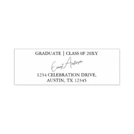 Zwart Modern Eenvoudig Chic Afstuderen Retouradres Zelfinktende Stempel