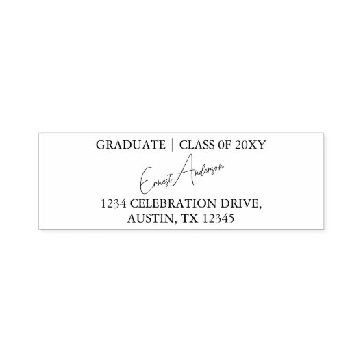 Zwart Modern Eenvoudig Chic Afstuderen Retouradres Zelfinktende Stempel (Design)