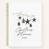 Zwart modern eenvoudig elegant script kerst notitieboek (Voorkant)