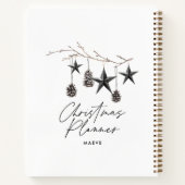 Zwart modern eenvoudig elegant script kerst notitieboek (Achterkant)