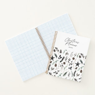 Zwart modern eenvoudig elegant script kerst notitieboek