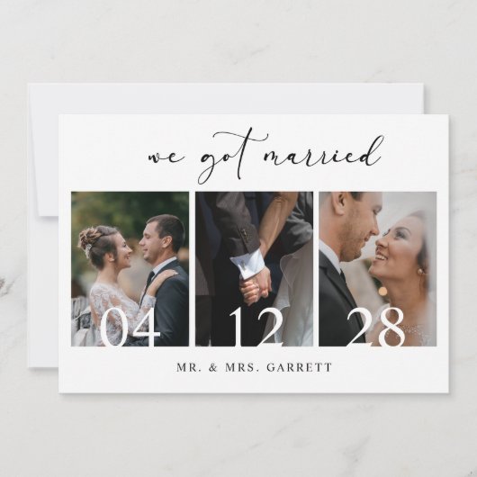 Zwart Modern Eenvoudig Foto toevoegen Bruiloft Net Kaart (Voorkant)