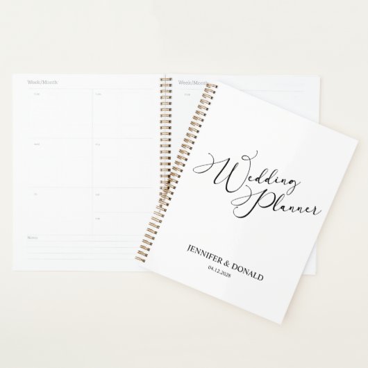 Zwart Modern Eenvoudig Foto toevoegen Bruiloft Pla Planner (Display)