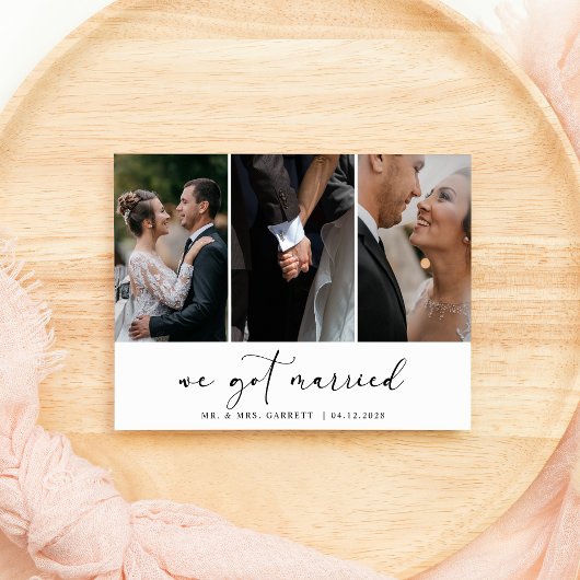 Zwart Modern Eenvoudig Foto Toevoegen Huwelijk Net Kaart