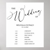 Zwart modern eenvoudig huwelijksprogramma schema poster (Voorkant)