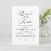 Zwart Modern Eenvoudig Script Bridal Brunch Kaart (Staand voorkant)