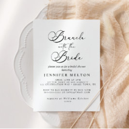 Zwart Modern Eenvoudig Script Bridal Brunch Kaart