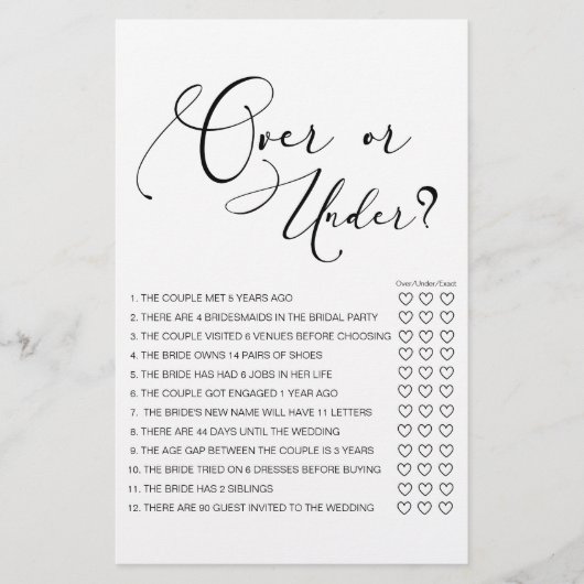 Zwart Modern Eenvoudig Script Bruidsspel Over Onde Flyer (Voorkant)