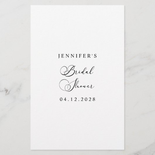 Zwart Modern Eenvoudig Script Bruidsspel Over Onde Flyer (Achterkant)