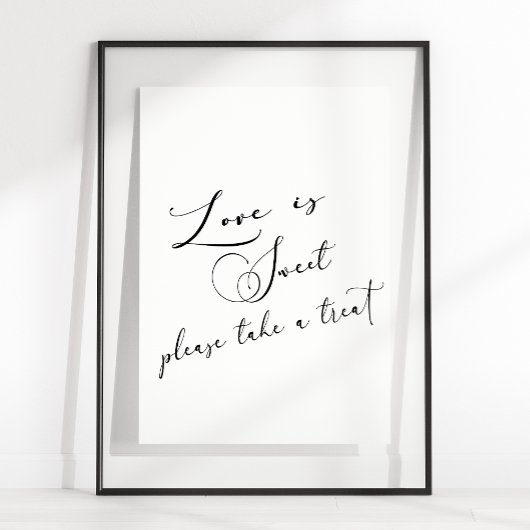 Zwart Modern Eenvoudig Script Bruiloft Liefde Is Z Poster