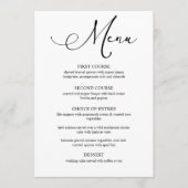 Zwart Modern Eenvoudig Script Bruiloft Menu (Voorkant)