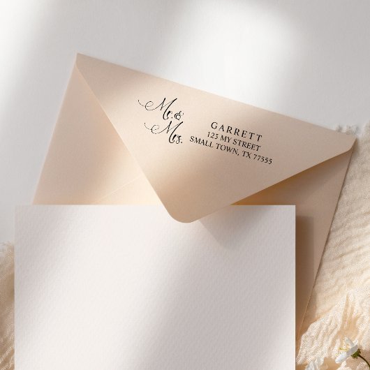 Zwart Modern Eenvoudig Script Bruiloft Mijnheer & Zelfinktende Stempel