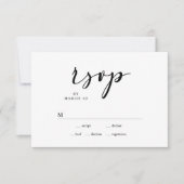 Zwart Modern Eenvoudig Script Bruiloft RSVP Kaart (Voorkant)