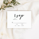 Zwart Modern Eenvoudig Script Bruiloft RSVP Kaart