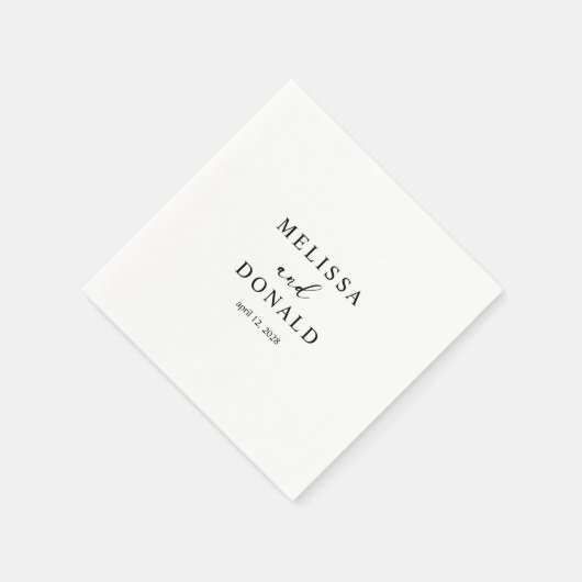 Zwart Modern Eenvoudig Script Bruiloft Servet (Hoek)