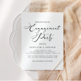 Zwart Modern Eenvoudig Script Bruiloft Verloving Kaart