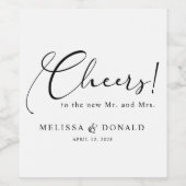 Zwart Modern Eenvoudig Script Bruiloft Wijn Etiket (Enkel label)