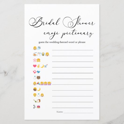 Zwart Modern Eenvoudig Script Game Emoji Pictionar (Voorkant)