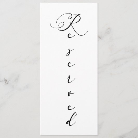 Zwart Modern Eenvoudig Script Gereserveerde Zitpla Menu (Voorkant)