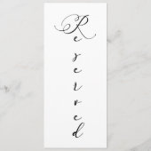 Zwart Modern Eenvoudig Script Gereserveerde Zitpla Menu (Achterkant)