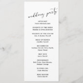 Zwart Modern Eenvoudig Script Huwelijksprogramma Programmakaart (Achterkant)