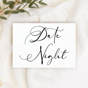 Zwart Modern Eenvoudig Script Koppel Date Night Notitiekaartje