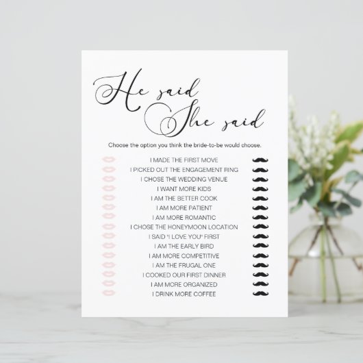 Zwart Modern Eenvoudig Script spel Hij zei dat ze  (Staand voorkant)