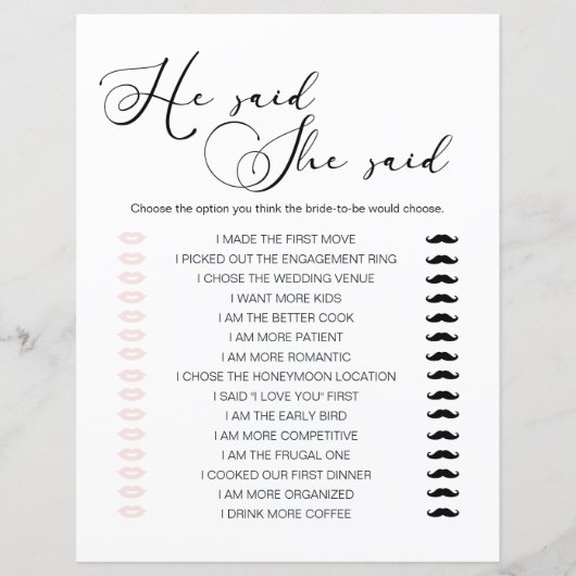 Zwart Modern Eenvoudig Script spel Hij zei dat ze  (Voorkant)