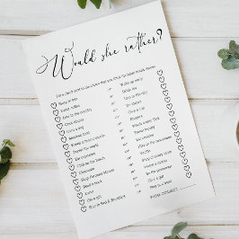 Zwart Modern Eenvoudig Script Spel Zou Zij Liever