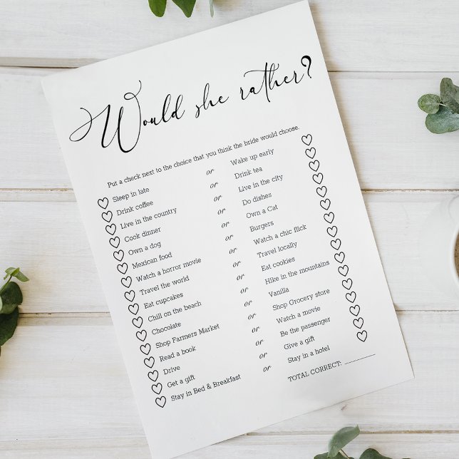 Zwart Modern Eenvoudig Script Spel Zou Zij Liever (Creator heeft geüpload)