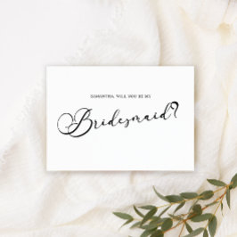 Zwart Modern Eenvoudig Script Wees Mijn Bruidsmeis Kaart