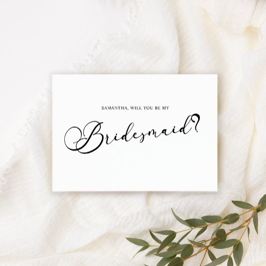 Zwart Modern Eenvoudig Script Wees Mijn Bruidsmeis Kaart