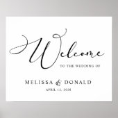 Zwart Modern Eenvoudig Script Welkom Trouwen Poster (Voorkant)