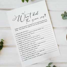 Zwart Modern Eenvoudig Spel Zou de bruidegom zegge Flyer