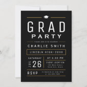 Zwart Modern Eenvoudig Typografie Afstudeerfeest Kaart (Voorkant)