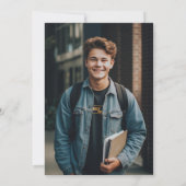 Zwart Modern Eenvoudig Typografie Afstudeerfeest Kaart (Achterkant)